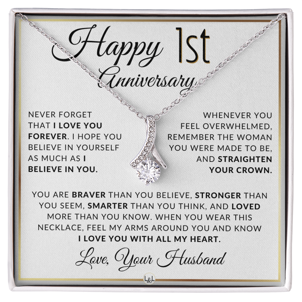 1st Anniversary Gift for Wife - Straighten Your Crown Necklace