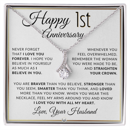 1st Anniversary Gift for Wife - Straighten Your Crown Necklace
