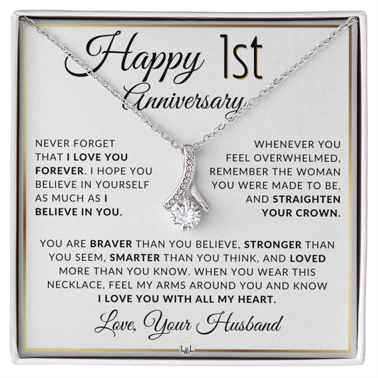 1st Anniversary Gift for Wife - Straighten Your Crown Necklace