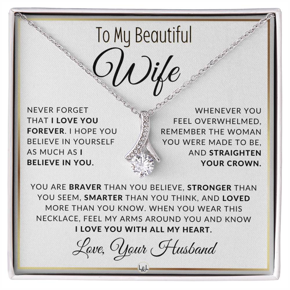 Gift For Wife - I Love You Forever - Thoughtful Gift Idea For Your Wife - Drop Pendant Necklace + Heartfelt Message - Liliana and Liam