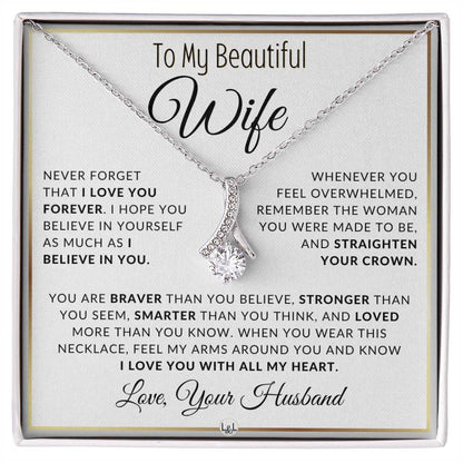 Gift For Wife - I Love You Forever - Thoughtful Gift Idea For Your Wife - Drop Pendant Necklace + Heartfelt Message - Liliana and Liam