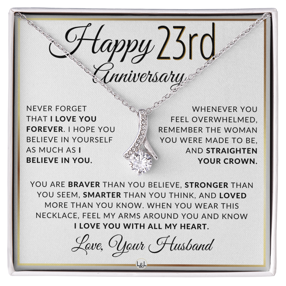 23rd Anniversary Gift for Wife - Straighten Your Crown Necklace