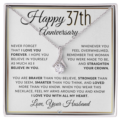 37th Anniversary Gift for Wife - Straighten Your Crown Necklace