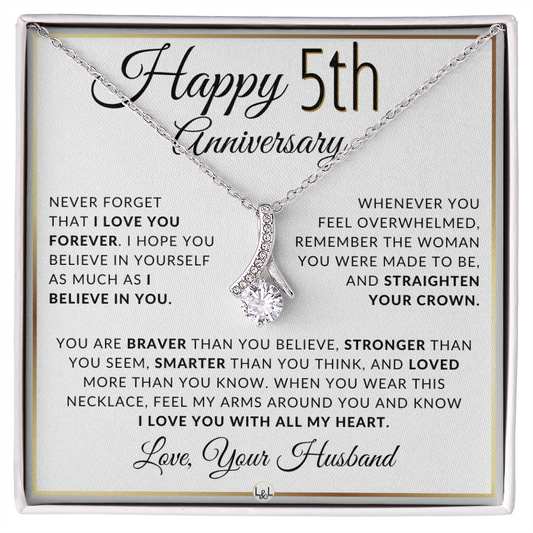 5th Anniversary Gift for Wife - Straighten Your Crown Necklace