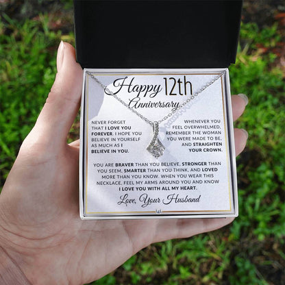12th Anniversary Gift for Wife - Straighten Your Crown Necklace