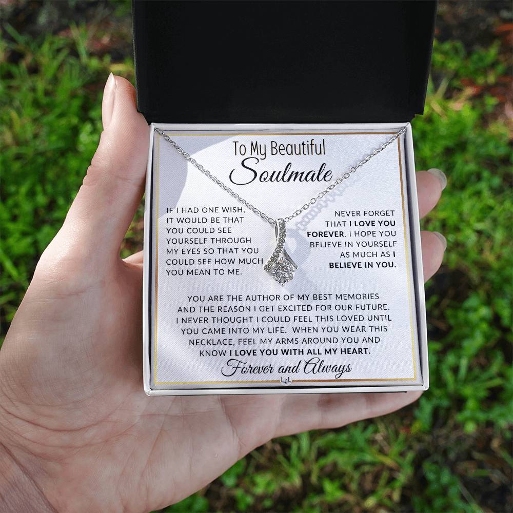 Gift For Her - I Love You Forever - Gift Idea For Your Soulmate - Drop Pendant Necklace + Heartfelt Message