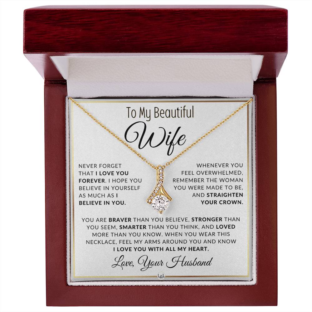 Gift For Wife - I Love You Forever - Thoughtful Gift Idea For Your Wife - Drop Pendant Necklace + Heartfelt Message - Liliana and Liam