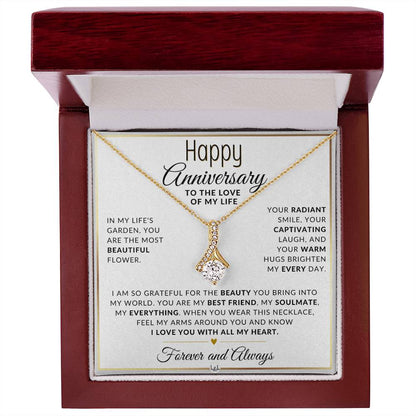 Anniversary Gift For Her - The Beauty You Bring - Anniversary Gift Idea For Wife, Girlfriend or Fiancée - Drop Pendant Necklace + Heartfelt Anniversary Message - Liliana and Liam