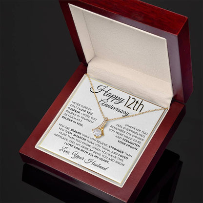 12th Anniversary Gift for Wife - Straighten Your Crown Necklace