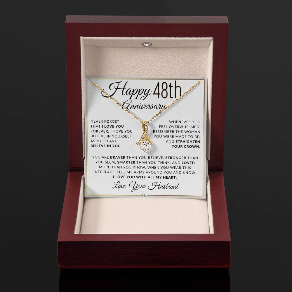 48th Anniversary Gift For Wife - Anniversary Gift Idea For Your Wife - Drop Pendant Necklace + Heartfelt Anniversary Message - Liliana and Liam