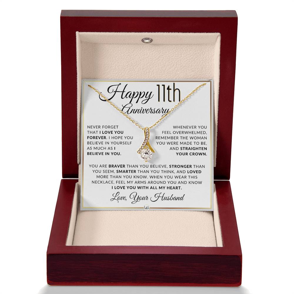 11th Anniversary Gift For Wife - Anniversary Gift Idea For Wife - Drop Pendant Necklace + Heartfelt Anniversary Message For Her - Liliana and Liam