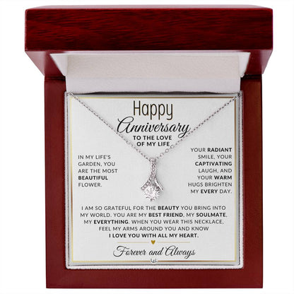 Anniversary Gift For Her - The Beauty You Bring - Anniversary Gift Idea For Wife, Girlfriend or Fiancée - Drop Pendant Necklace + Heartfelt Anniversary Message - Liliana and Liam