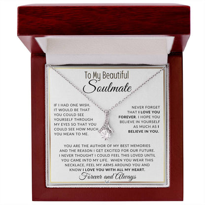 Gift For Her - I Love You Forever - Gift Idea For Your Soulmate - Drop Pendant Necklace + Heartfelt Message - Liliana and Liam