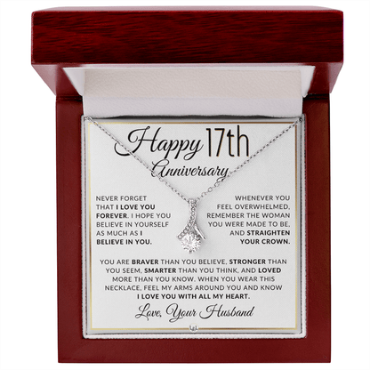 17th Anniversary Gift - Drop Pendant Necklace - Husband to Wife - Liliana and Liam
