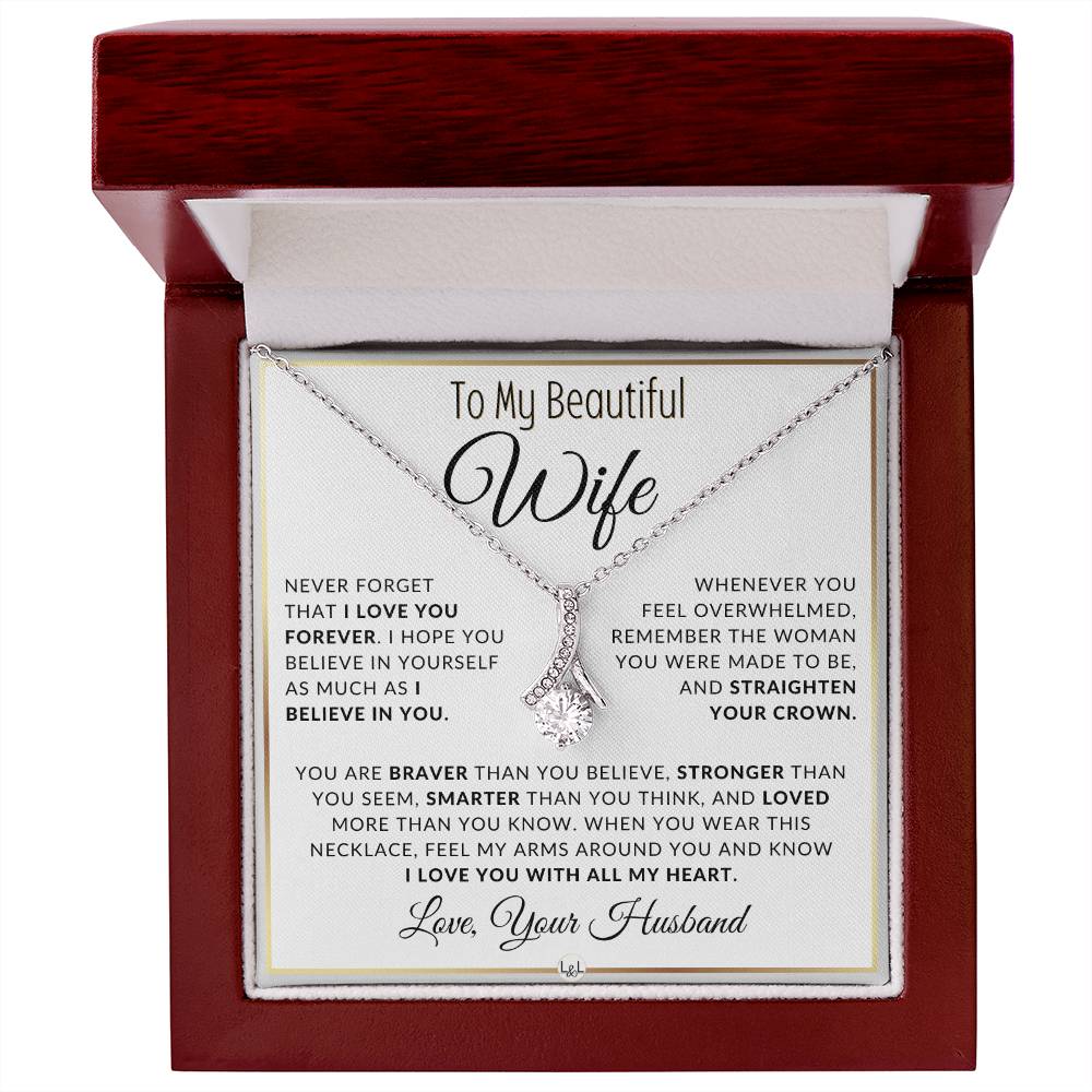 Gift For Wife - I Love You Forever - Thoughtful Gift Idea For Your Wife - Drop Pendant Necklace + Heartfelt Message - Liliana and Liam