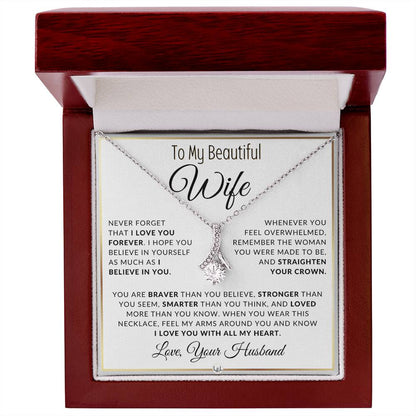 Gift For Wife - I Love You Forever - Thoughtful Gift Idea For Your Wife - Drop Pendant Necklace + Heartfelt Message - Liliana and Liam