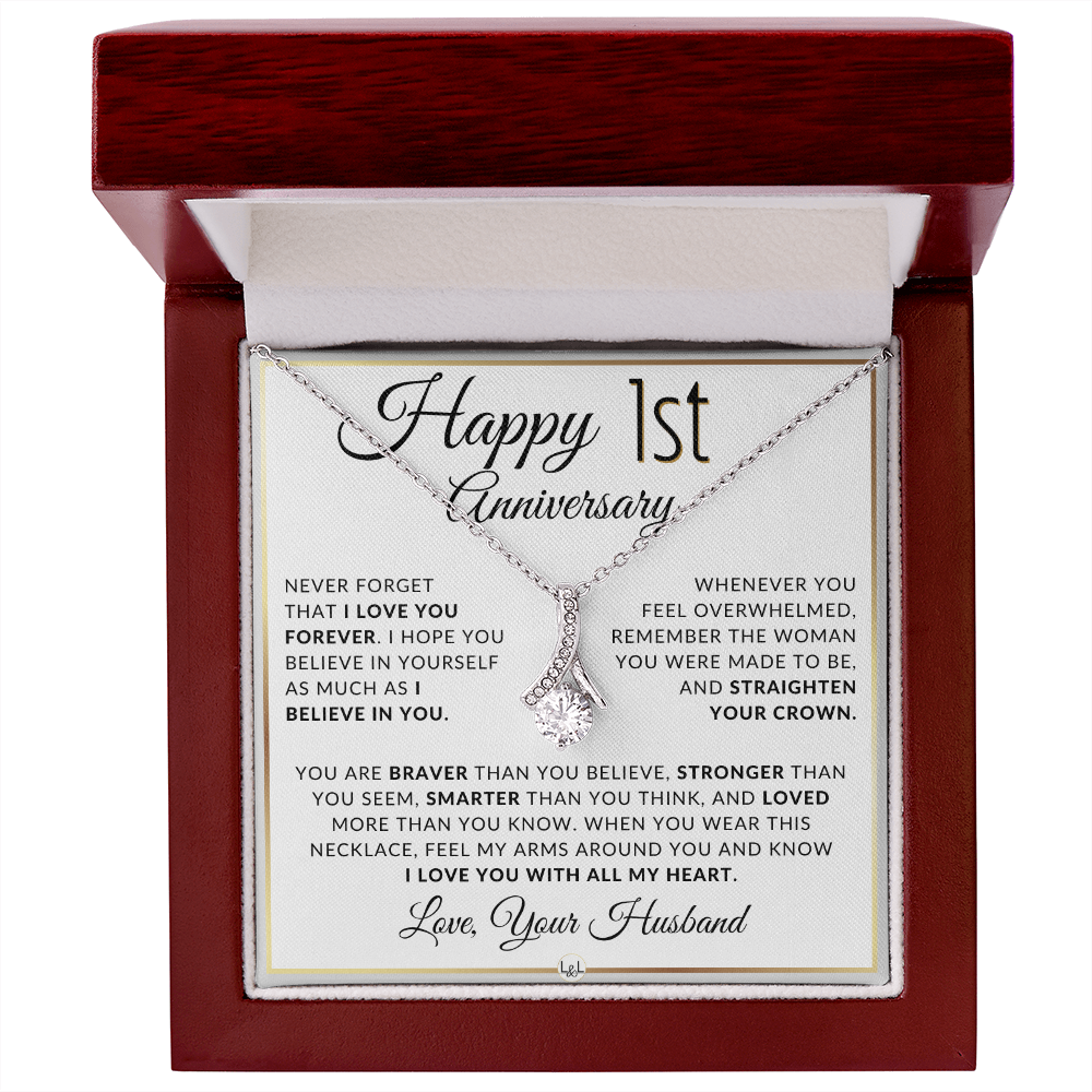 1st Anniversary Gift for Wife - Straighten Your Crown Necklace