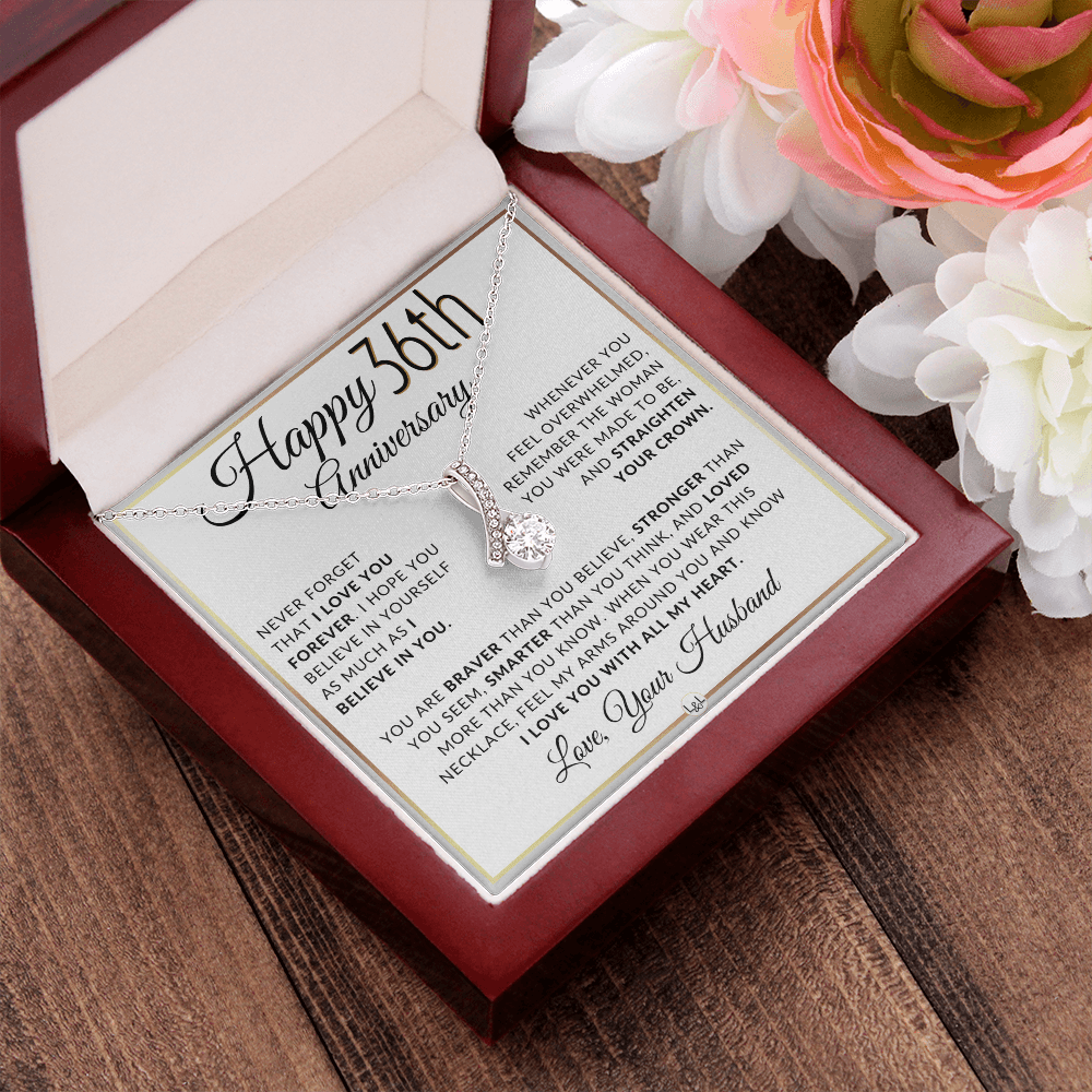 36th Anniversary Gift For Wife - Anniversary Gift Idea For Your Wife - Drop Pendant Necklace + Heartfelt Anniversary Message