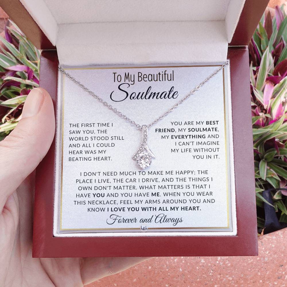 Gift For Her - The World Stood Still - Gift Idea For The Woman You Love - Drop Pendant Necklace + Heartfelt Message