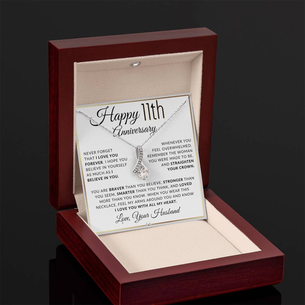 11th Anniversary Gift For Wife - Anniversary Gift Idea For Your Wife - Drop Pendant Necklace + Heartfelt Anniversary Message