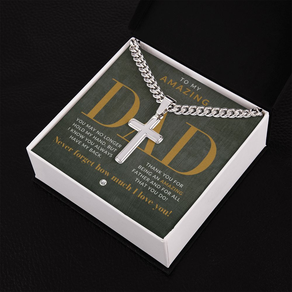 Gift For Dad - Men's Chain with Engravable Cross Necklace - Christian Jewelry For Dad For Father's Day, Christmas or His Birthday