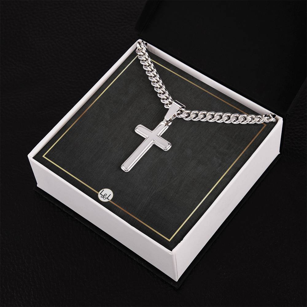 Men's Chain Necklace + Engravable Cross Pendant