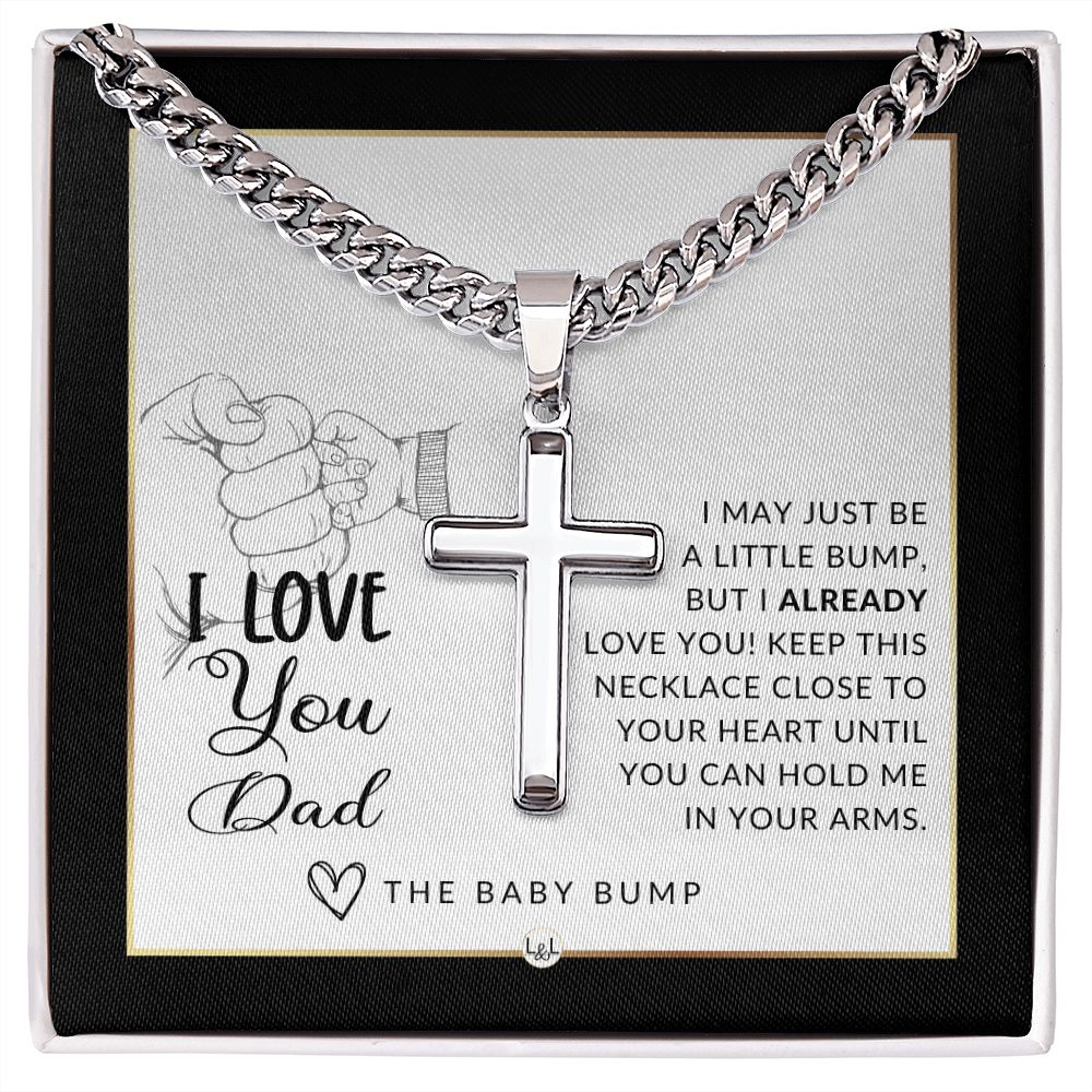 Soon to Be New Dad - Engravable Christian Cross Necklace - Liliana and Liam