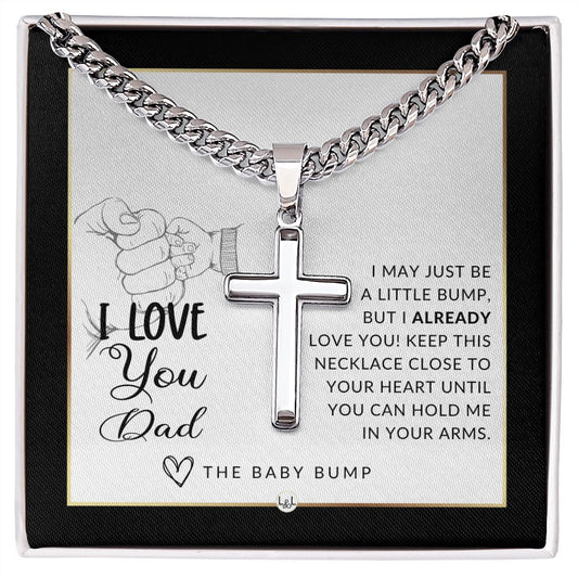 Soon to Be New Dad Gift - Men's Chain with Engravable Cross Necklace - Christian Jewelry For Expecting Dad For Father's Day, Christmas or His Birthday