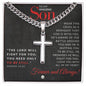 Exodus 14:14 - Christian Cross Pendant Necklace - Gift For Son - Liliana and Liam
