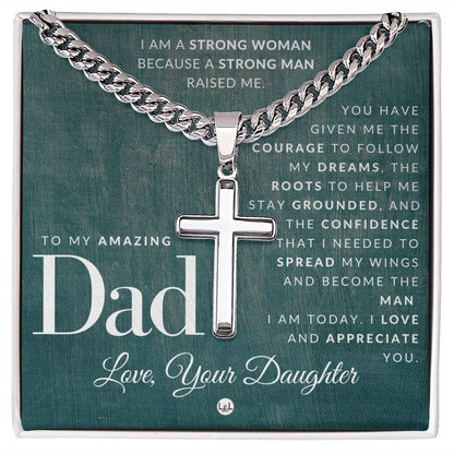 Dad, From Daughter - Engravable Christian Cross Necklace - Liliana and Liam