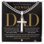 Bonus Dad - Engravable Christian Cross Necklace - Gift for Step (Bonus) Dad - Liliana and Liam