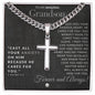Grandson Gift - 1 Peter 5:7 - Christian Encouragement - Christian Cross Pendant on Men's Chain Necklace - Great for Christmas, His Birthday, Baptism or Confirmation - Liliana and Liam