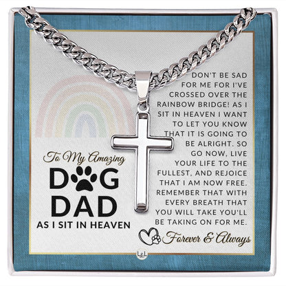 Engravable Christian Cross Necklace - Gift For Grieving Dog Dad - Liliana and Liam