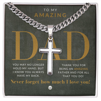 Dad - Engravable Christian Cross Necklace - Liliana and Liam