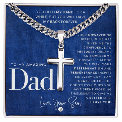 Father, From Son - Engravable Christian Cross Necklace - Liliana and Liam
