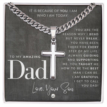 Father, From Son - Engravable Christian Cross Necklace - Liliana and Liam