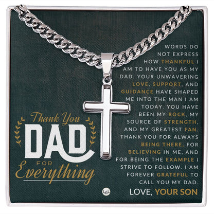 Dad, From Son - Engravable Christian Cross Necklace - Liliana and Liam