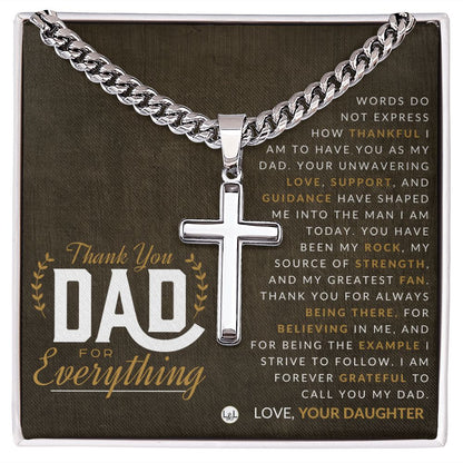Dad, From Daughter - Engravable Christian Cross Necklace - Liliana and Liam