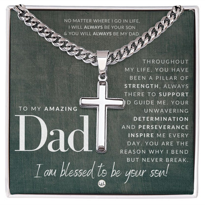 Father, From Son - Engravable Christian Cross Necklace - Liliana and Liam