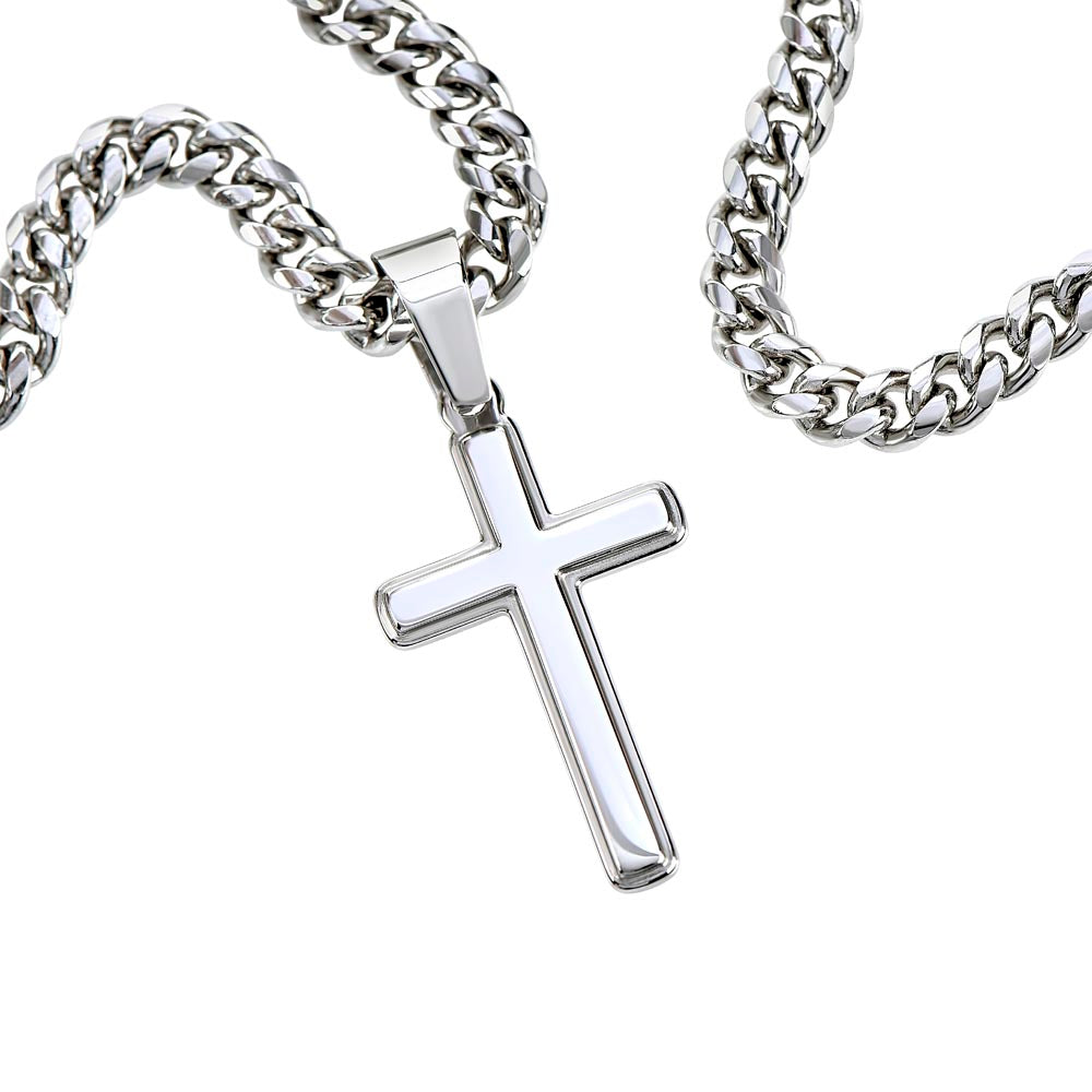 Gift To Father, From Daughter - Men's Chain with Engravable Cross Necklace - Christian Jewelry For Dad For Father's Day, Christmas or His Birthday