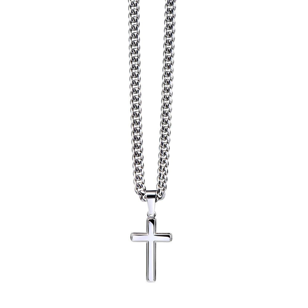 Dad Gift, From Daughter - Men's Chain with Engravable Cross Necklace - Christian Jewelry For Dad For Father's Day, Christmas or His Birthday