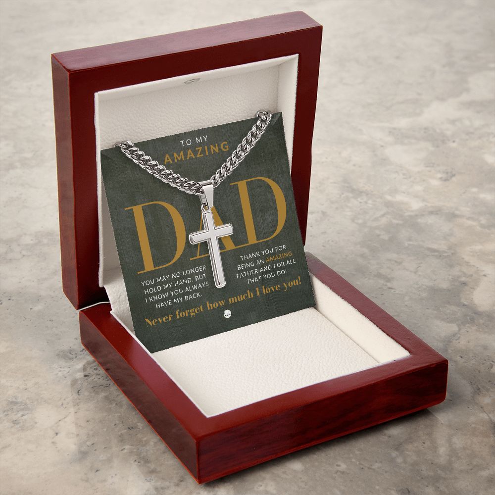 Gift For Dad - Men's Chain with Engravable Cross Necklace - Christian Jewelry For Dad For Father's Day, Christmas or His Birthday