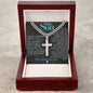 Gift For Our Son - Isaiah 43:18 - 19 - Christian Encouragement - Christian Cross Pendant on Men's Chain Necklace - Great for Christmas, His Birthday, Baptism or Confirmation - Liliana and Liam