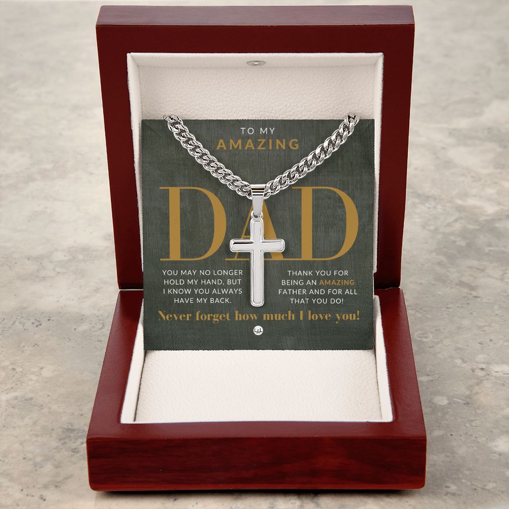 Gift For Dad - Men's Chain with Engravable Cross Necklace - Christian Jewelry For Dad For Father's Day, Christmas or His Birthday