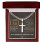 Bonus Dad, From Daughter - Engravable Christian Cross Necklace - Liliana and Liam