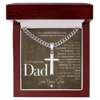 Dad, From Son - Engravable Christian Cross Necklace - Liliana and Liam