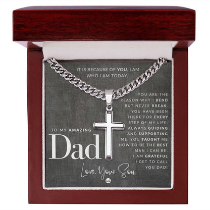 Father, From Son - Engravable Christian Cross Necklace - Liliana and Liam