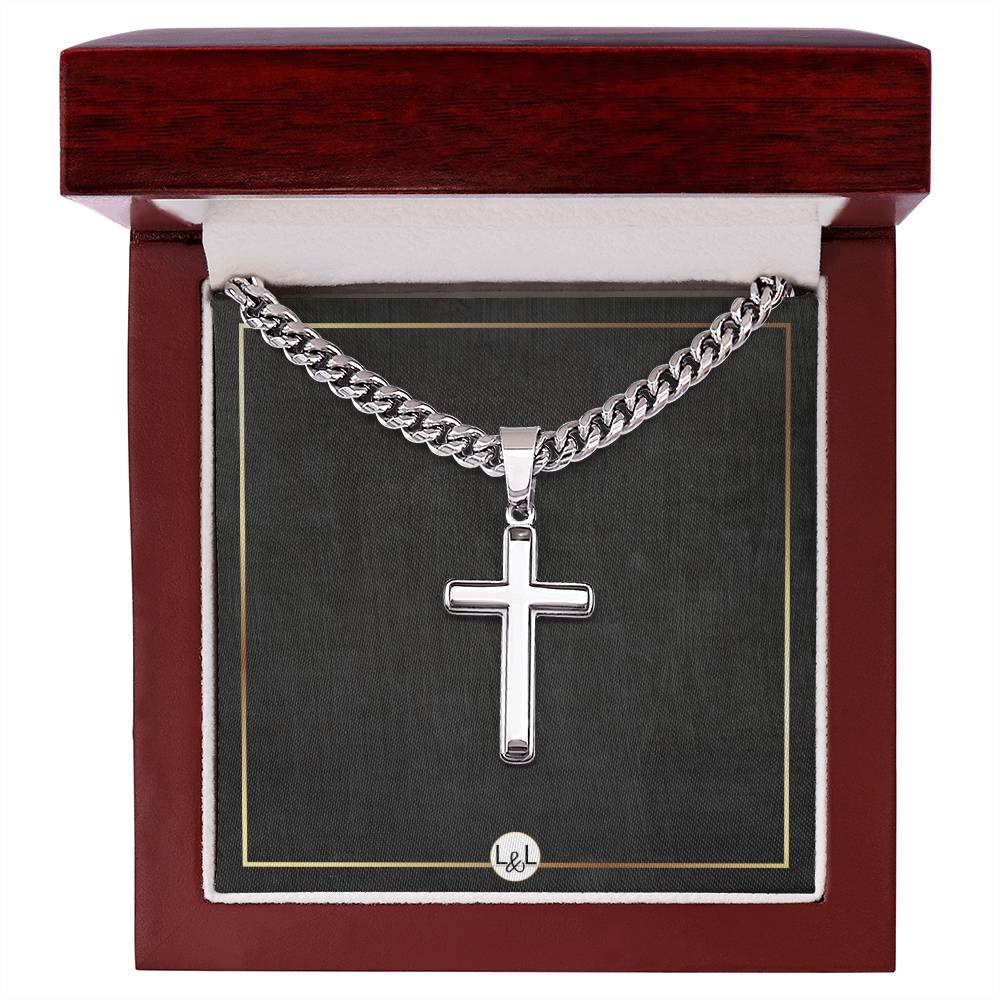 Men's Chain Necklace + Engravable Cross Pendant