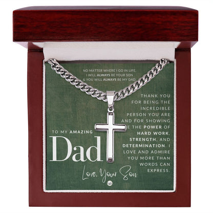 Father, From Son - Engravable Christian Cross Necklace - Liliana and Liam