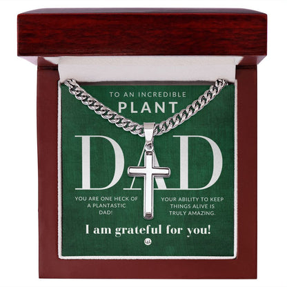 Plant Dad - Engravable Christian Cross Necklace - Liliana and Liam